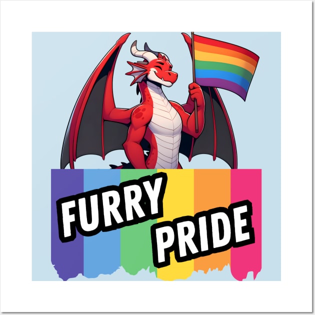 Anthro Scallie Dragon Furry Pride Flag Wall Art by Blue Bull Bazaar